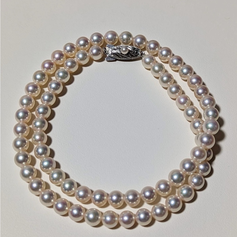 TASAKI Elegant Pearl Necklace 6.5-7mm with Silver Clasp